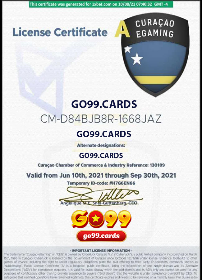 CURACAO EGAMING GO99.CARDS